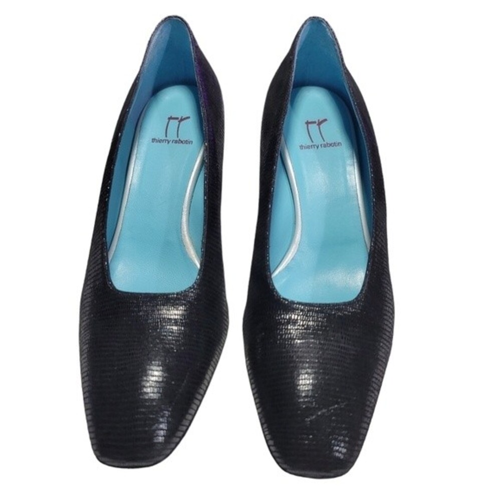 Thierry Rabotin Black Shimmery Suede Italian Heels Sz 39